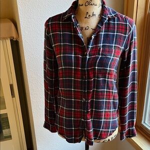 Women’s America Eagle Ahh-mazingly soft blue,red & white button down flannel xxs